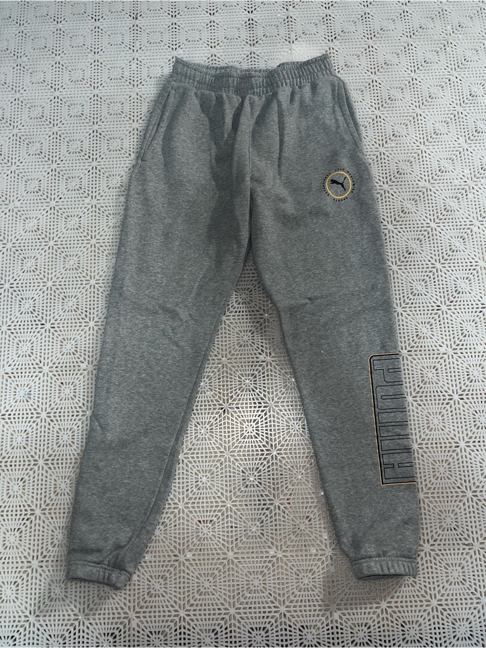 Puma Gray Men’s Logo Joggers with Side Branding